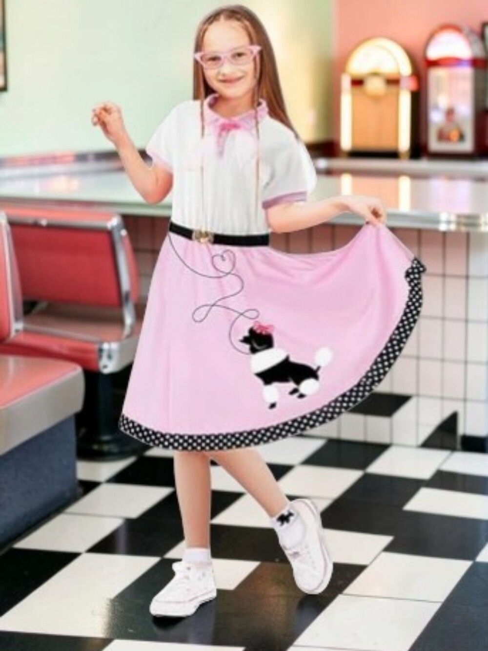Girls Pink Poodle Swing Skirt, NWT